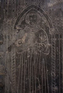 Katedralsamling. Fragment av en steinplate. Bas-relieff. En tjenestemann i kirken. Opprinnelseskirke (Saint-Quentin av Tournai. Slutten av 1200-tallet. av Unbekannter Künstler