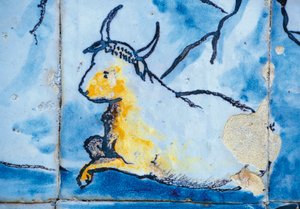 Storfe, azulejos-fliser, Palace of Marquises of Fronteira, Lisboa, Portugal Detalj av Benjamin Baud