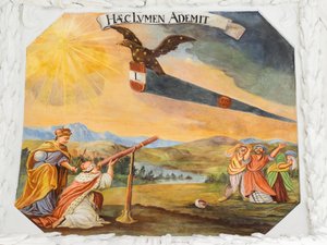 Takfreskomaleri i midtgangen til St. Katarina-kirken, allegoriske skildringer av seirene til keiser Leopold I over osmanerne, Habsburgernes mausoleum, Graz, Steiermark, Østerrike, Europa (bilde) av Unbekannter Künstler
