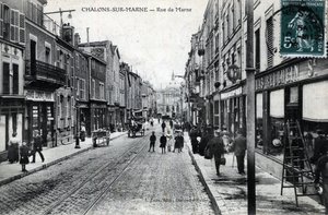 Champagne-Ardenne, Marne (51), Chalons sur Marne (Chalons-sur-Marne): utsikt over rue de la Marne (byen heter nå Chalons en Champagne (Chalons en Champagne) - Postkort sent på 1800-tallet - begynnelsen av 1900-tallet av William M. Timlin