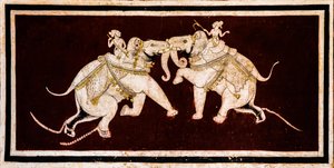 Chittra Shala gårdsplass med virtuose fine malerier, Taragarh Fort, Bundi, Bundi, Rajasthan, India, Asia (bilde) av Unbekannter Künstler