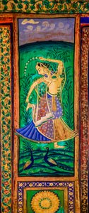 Chittra Shala gårdsplass med virtuose fine malerier, Taragarh Fort, Bundi, Bundi, Rajasthan, India, Asia (bilde) av Unbekannter Künstler