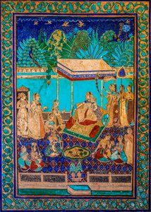 Chittra Shala gårdsplass med virtuose fine malerier, Taragarh Fort, Bundi, Bundi, Rajasthan, India, Asia (bilde) av Unbekannter Künstler