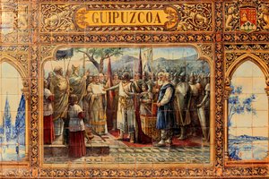 Byen Sevilla, ved Plaza de España, ornamenter laget av fliser (keramikk) av Unbekannter Künstler