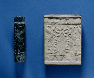 Sylinderpakning og avtrykk (gips) av Unbekannt