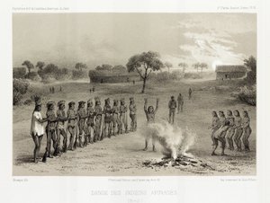 Dance of the Apinage Indians, Brasil, ca 1843-1847 av Unbekannt
