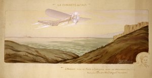 Begynnelsen av luftfarten: John Moisant gjennomførte den første passasjertransporten over Den engelske kanal, med sin mekaniker i sitt toseters Bleriot-fly 17. august 1910 av Unbekannt