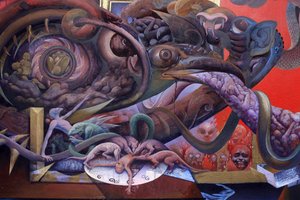 Detalj av et veggmaleri i Uposatha (helligdomshallen) i Buddhapadipa-tempelet, Wimbledon, Grande-Bretagne av Unbekannt