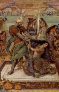Draupadi dratt ut av kammeret sitt av Duhsasana av Unbekannter Künstler