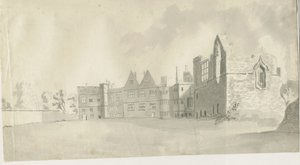 Dudley Castle - The Keep: sepia vask tegning, nd [c 1790] av Unbekannt