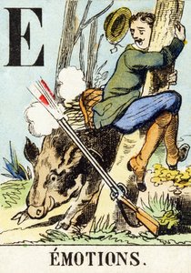 E : Emotions - The Hunting Alphabet, ca. 1890 (gravering) av Unbekannt