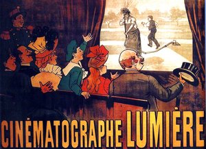 Tidlig filmplakat for l#39;Arroseur Arrose vist av Lumière-brødrene cirka 1895. av Unbekannter Künstler