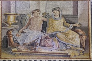 Eros and Psyche, mosaikk fra Zeugma, Zeugma Mosaic Museum, Gaziantep, Sørøst-Anatolia-regionen, Anatolia, Tyrkia, Asia av Unbekannter Künstler