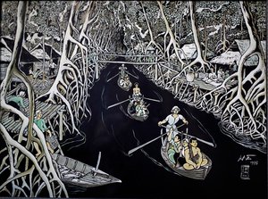 Fine Arts Museum, Ca Mau Guerillas By Thai Ha, Lakkgravering, Ho Chi Minh-byen, Vietnam, 2018