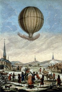 Første Montgolfier ballongoppstigning i Annonay av Unbekannter Künstler