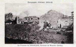 Første verdenskrig (1914-1918) - Østkampanje: Negocani-fontenen i Serbia (for tiden Macedoine) - Postkort av William M. Timlin