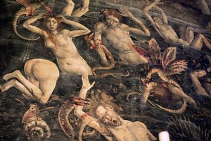Frankrike, Tarn, Albi, Cathedrale Sainte-Cecile, freskomaleri av den siste dommen, - (1474-slutten av 1400-tallet), nedstigningen til underverdenen, detalj av Unbekannt