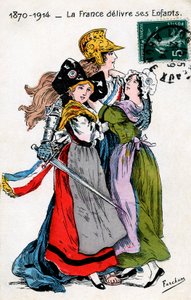 Frankrike leverer barna sine (Alsace og Moselle, Lorraine), postkort av Fercham av Unbekannt