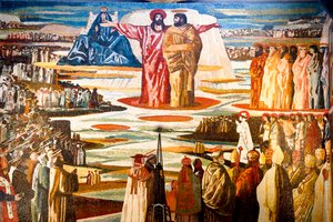 Fresco in the Annunciation romersk-katolske basilika, Nasaret, Galilea, Israel. (bilde) av Unbekannt