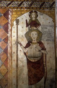 Freskomaleri av Ferrande-tårnet i Pernes-les-Fontaines (Pernes les Fontaines, Vaucluse (84) på ​​1200-tallet: Den hellige Christopher bærer Kristus. av Unbekannt