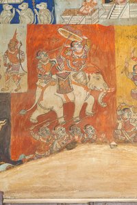 Fresker som pryder veggene til Wat Bo som viser scener fra Reamker, Siem Reap, Kambodsja (bilde) av Unbekannter Künstler