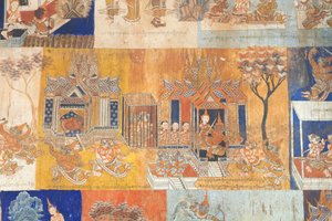 Fresker som pryder veggene til Wat Bo som viser scener fra Reamker, Siem Reap, Kambodsja (bilde) av Unbekannter Künstler