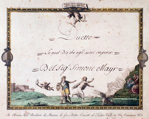 Frontispice av duet If that god who ruler over the stars av Giovanni Simone Mayr. av Unbekannter Künstler