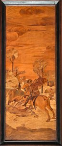 Genova, Duomo (St. Lawrence-katedralen), interiør, apsis, kor, Sør: "St George and the Dragon", tre-intarsia av Vincenzo og Tommaso Garassino (1800-tallet); av Unbekannter Künstler
