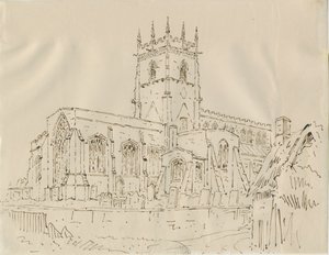Gnosall kirke: penn- og blekktegning, nd [1830-tallet] av Unbekannt