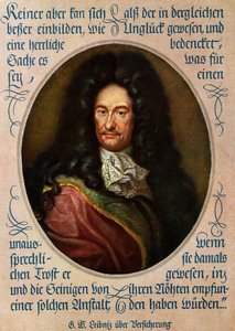Gottfried Wilhelm Leibniz portrett tysk filosof (trykk) av Unbekannter Künstler