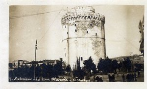 Hellas, Saloniki (eller Thessaloniki): utsikt over Det hvite tårn - Postkort 1914-1918 av William M. Timlin