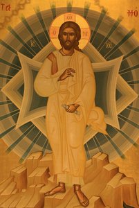Gresk-ortodoks ikon som viser Jesu forvandling Thessalonique Hellas av Unbekannt