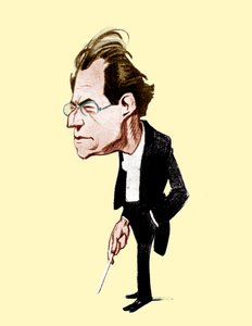 Gustav Mahler. Karikatur av Oscar Garvens østerrikske komponist, 7. juli 1860 - 18. mai 1911. Oscar Garvens 1874-1951 av Unbekannt