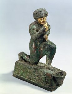 Hammurabi, kongen av Babylon, ber foran et hellig tre, ca. 1750 f.Kr. (bronse og gull) av Unbekannt