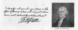 Håndskrift og signatur fra et brev fra Thomas Jefferson til John Paul Jones, skrevet i Paris, 11. juli av Unbekannt