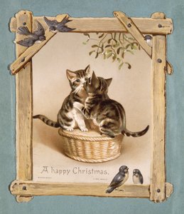 "Glad jul sier kattungene" (chromolitho) av Unbekannter Künstler