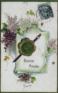 Godt nyttår gratulasjonskort - 1907 postkort av William M. Timlin