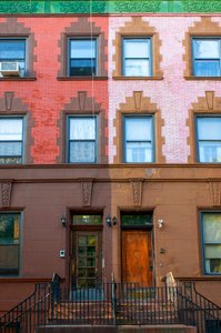 Harlem street butikker og bygninger, New York City, 2021 (bilde)