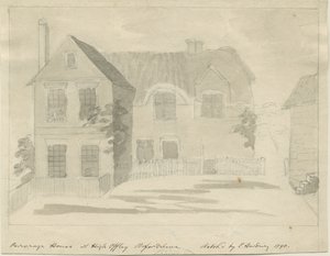 High Offley - Prestehus: blyant- og vasketegning, 1790 av Unbekannt