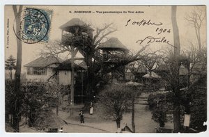 Ile de France, Hauts de Seine (92), Le Plessis Robinson (Le Plessis-Robinson): panoramautsikt over "True Arbre", en guinguette installert på toppen av en kastanje - Postkort datert 1904 av Unknown