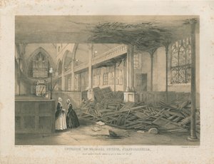 Interiør av Walsall Church - tonet litografi, [okt 1847] av Unbekannt