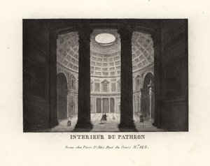 Interiør av Pantheon som viser kuppelen og oculusen, Roma av Unbekannt