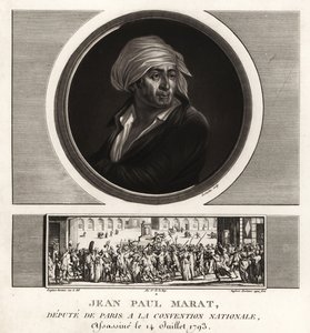 Jean Paul Marat, stedfortreder for Paris i nasjonalkonvensjonen, myrdet i 1793 av Unbekannt
