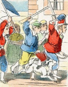 Spill: Assault - Alfabet - barneunderholdning - Bildeepinal, populær serie c.1890 (illustrasjon) av Unbekannt