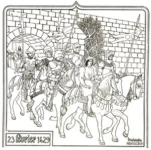 Jeanne d#39;Arc og hennes eskorte forlot Vauleurs 23. februar av Unbekannter Künstler