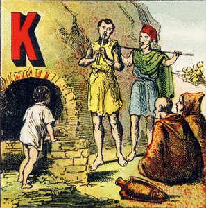 K: Kabylie. Kabylia er et land som ligger i Afrika. Det er bebodd av kabyler - gravering hentet fra geografisk alfabet. Guerin-Muller et Cie, forlag, Paris av Unbekannt