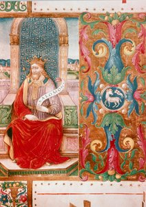 Kong Salomo på tronen opplyst lettrine fra manuskriptet Ms. KC 43, Firenze, Museo del 'Opera del Duomo av Unbekannter Künstler