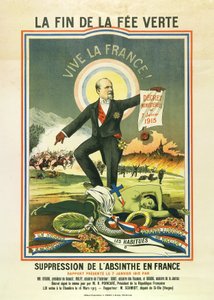La fin de la fee verte , litografi da absint ble forbudt i Frankrike i 1915 av Unbekannt