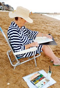 Dame akvarellmaler av Unbekannt