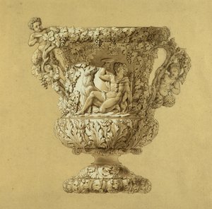 Stor kanne med vin. Sepia akvarelltegning av Charles Nicolas Odiot (Charles-Nicolas Odiot (1789-1868), ca. 1834. av Unbekannt